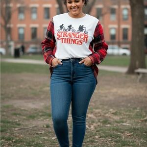 Stranger Things Upcycled Flannel Top